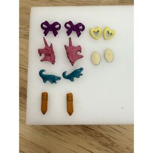 Vintage‎ Stud Earrings Pierced Ear Post Back 1980s Retro Fashion Lot of 6